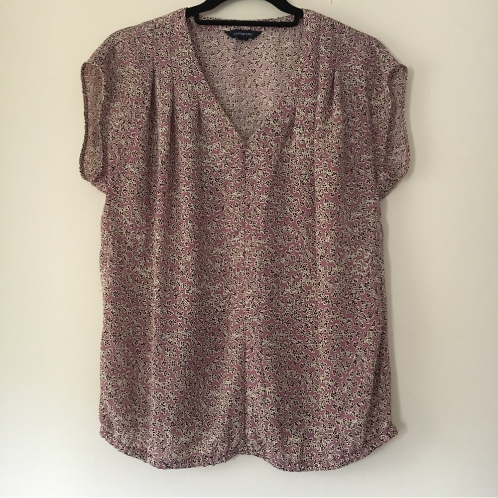 Lands’ End Floral V-Neck Top